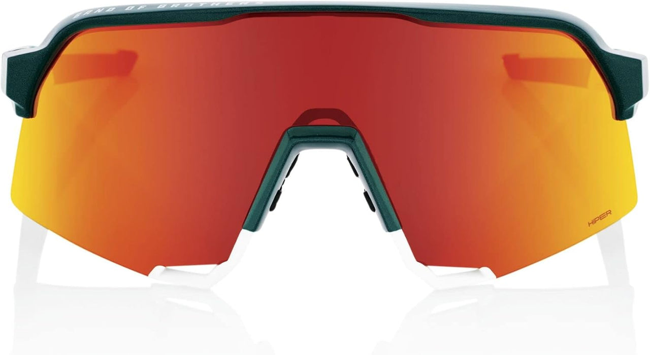 100% S3 SUNGLASSES : BORA Hans Grohe Team Metallic/White HiPER Red Multilayer Mirror Lens