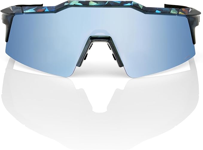 100% SPEEDCRAFT CYCLING SPORT SUNGLASSES : Black Holographic - HiPER Blue Multilayer Mirror Lens