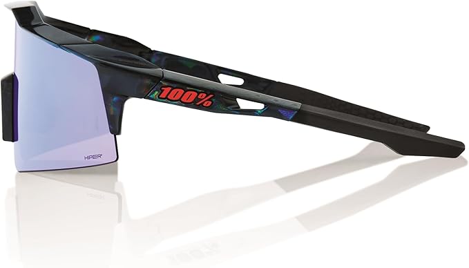 100% SPEEDCRAFT CYCLING SPORT SUNGLASSES : Black Holographic - HiPER Blue Multilayer Mirror Lens