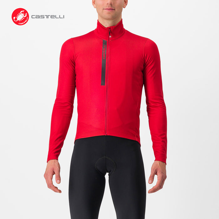 Castelli ENTRATA THERMAL Long Sleeve Jersey : POMPEIAN RED/SILVER GRAY