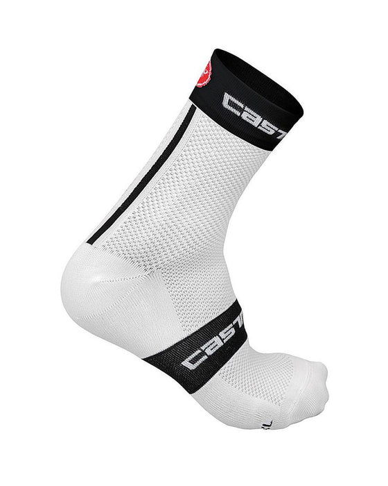 Castelli FREE 9 Socks : WHITE/BLACK/RED