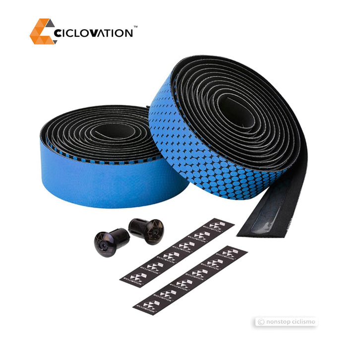 Ciclovation LEATHER TOUCH Handlebar Tape : Fusion Dot Black/Blue