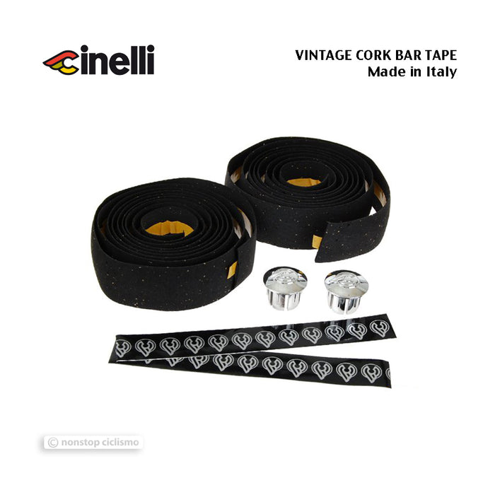 NOS VINTAGE Genuine Cinelli CORK Handlebar Tape : BLACK - Made in Italy!