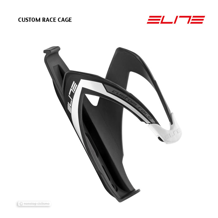 Elite CUSTOM RACE Bottle Cage : MAT BLACK/WHITE
