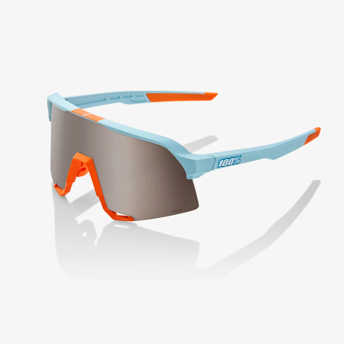 100% S3 CYCLING SPORT SUNGLASSES : SOFT TACT TWO TONE - HIPER SILVER MIRROR LENS