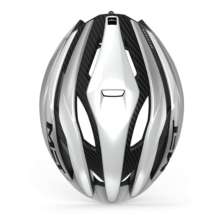MET TRENTA 3K CARBON MIPS Road Helmet : WHITE/SILVER METALLIC MATTE