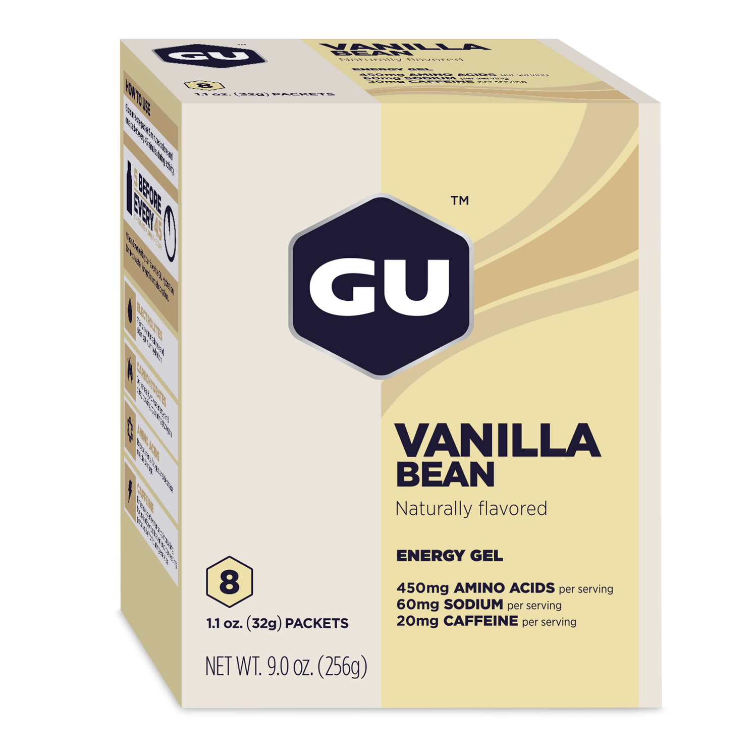 GU ORIGINAL ENERGY GEL CAFFEINEFREE VANILLA BEAN Box of 8