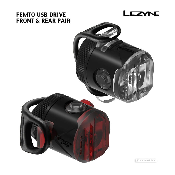 Lezyne FEMTO USB DRIVE PAIR LED Bicycle Front & Rear Light Set