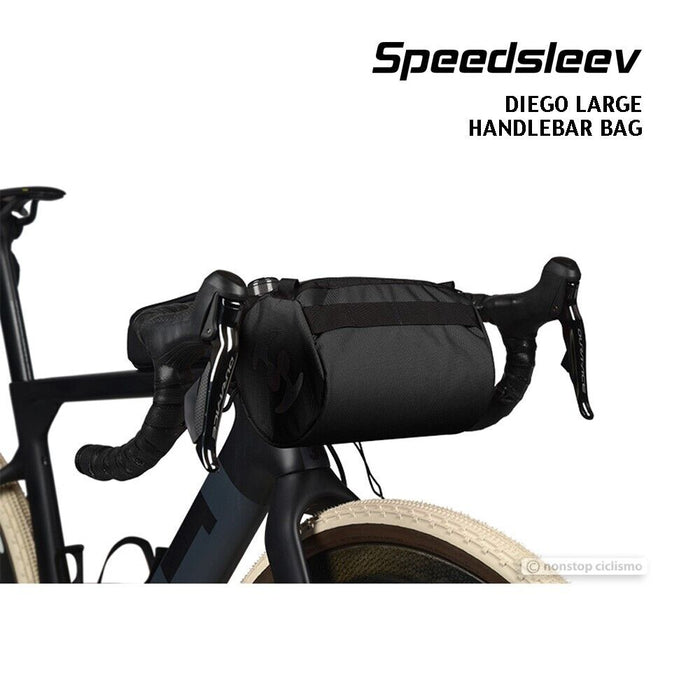 Speedsleeve DIEGO LARGE Bicycle Handlebar Bag Front Storage Pack : BLACK
