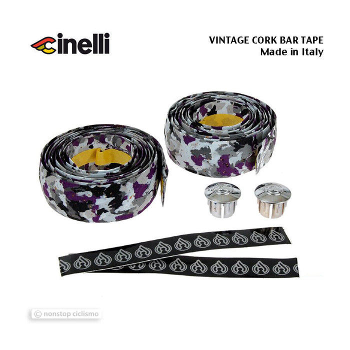 NOS VINTAGE Cinelli CORK Handlebar Tape SETTE GREY/PURPLE/WHITE - Made in Italy!