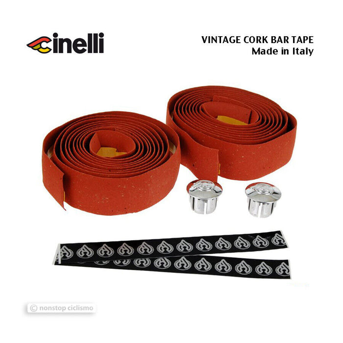 NOS VINTAGE Genuine Cinelli CORK Handlebar Tape : BRICK RED - Made in Italy!