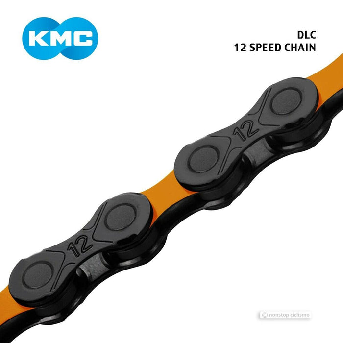 KMC DLC 12 12-Speed Bicycle Chain : BLACK/ORANGE
