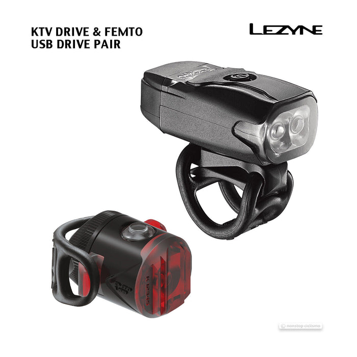 Lezyne KTV DRIVE & FEMTO USB Light Pair : BLACK