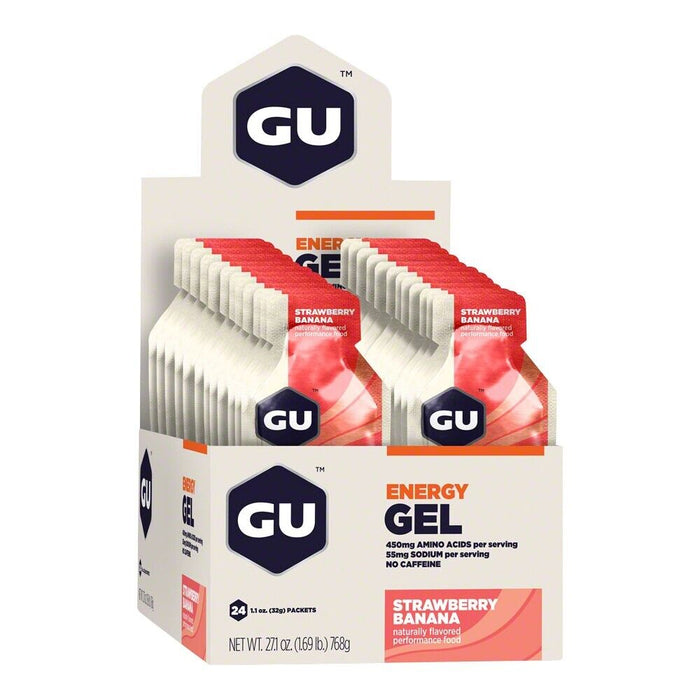 GU ORIGINAL ENERGY GEL : CAFFEINE-FREE STRAWBERRY BANANA - Box of 24