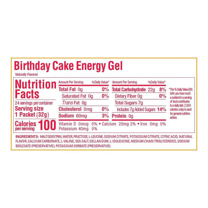 GU ORIGINAL ENERGY GEL : CAFFEINE-FREE BIRTHDAY CAKE - Box of 24