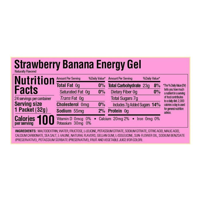 GU ORIGINAL ENERGY GEL : CAFFEINE-FREE STRAWBERRY BANANA - Box of 24