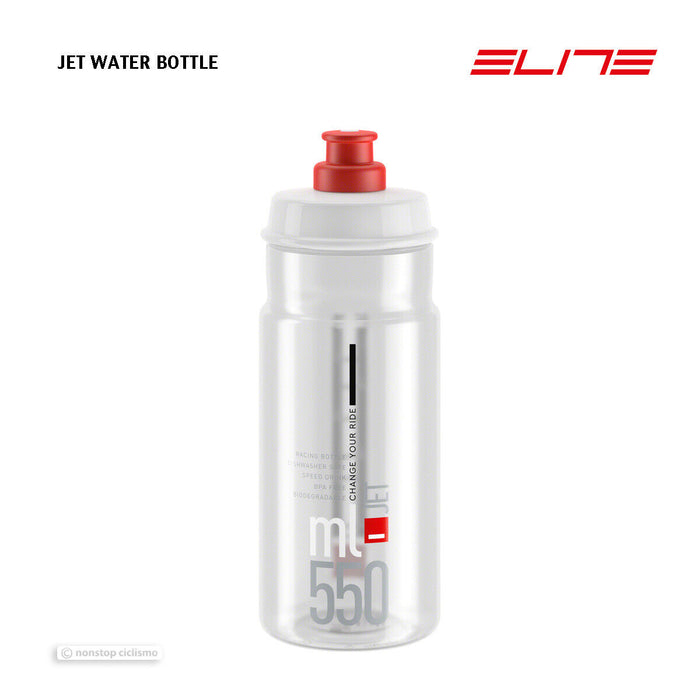 Elite JET Water Bottle : 550 ml : CLEAR/RED
