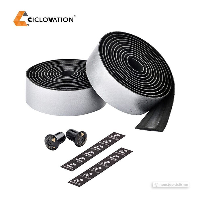 Ciclovation LEATHER TOUCH FUSION Handlebar Tape : METALLIC SILVER