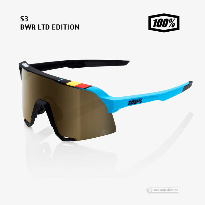 100% Belgian Waffle Ride S3 Cycling Sunglasses : BWR BLACK/SOFT GOLD MIRROR LENS