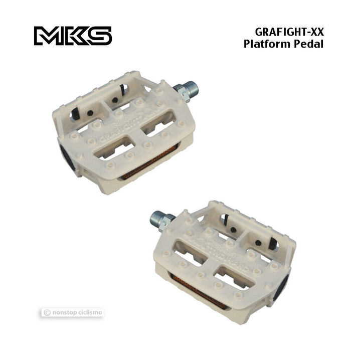 MKS GRAFIGHT-XX Platform Pedals : 9/16" WHITE