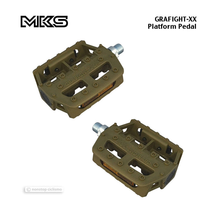MKS GRAFIGHT-XX Platform Pedals : 9/16" KHAKI GREEN