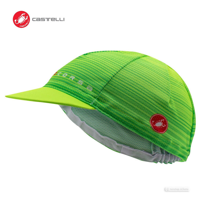 NEW 2023 Castelli ROSSO CORSA Cycling Cap : ELECTRIC LIME - One Size