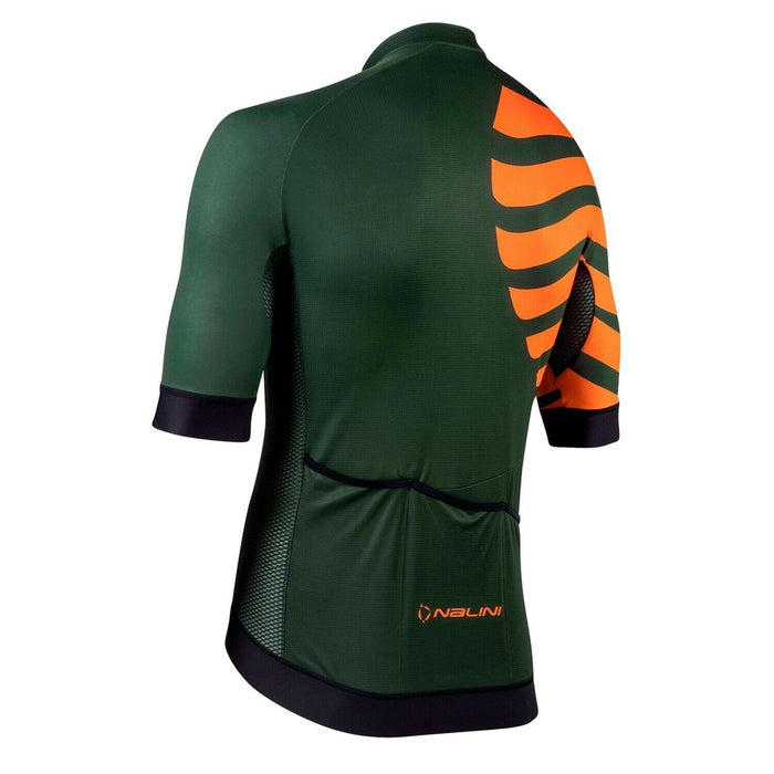Nalini BAS STRIPES Short Sleeve Jersey : FOREST GREEN/ORANGE