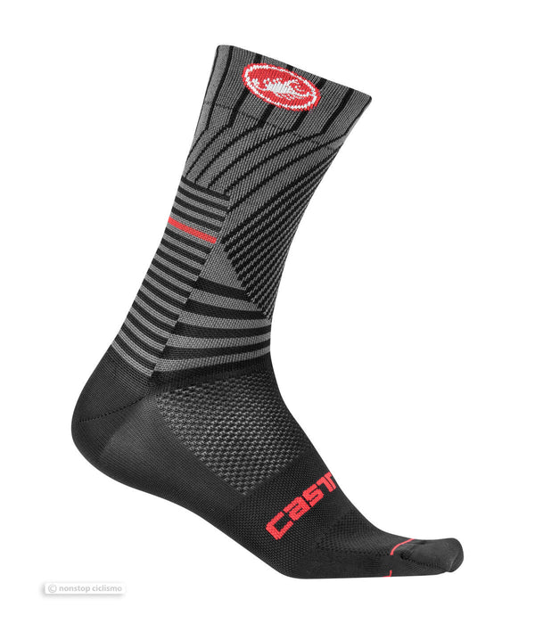 Castelli PRO MESH 15 Cycling Socks : BLACK/RED - One Pair