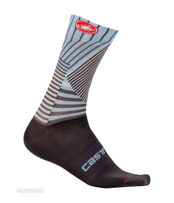 Castelli PRO MESH 15 Cycling Socks : DARK GREY/DUSK BLUE - One Pair