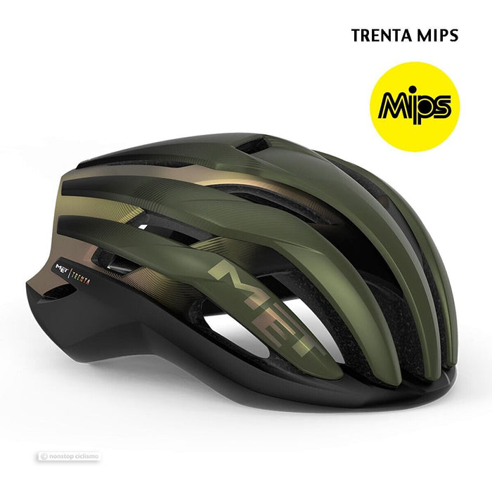 MET TRENTA MIPS Road Helmet : OLIVE IRIDESCENT MATTE