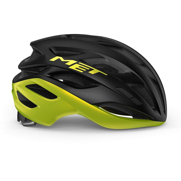 MET ESTRO MIPS Road Helmet : BLACK/LIME YELLOW METALLIC GLOSSY