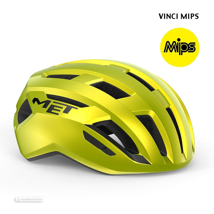 MET VINCI MIPS Road Helmet : LIME YELLOW METALLIC