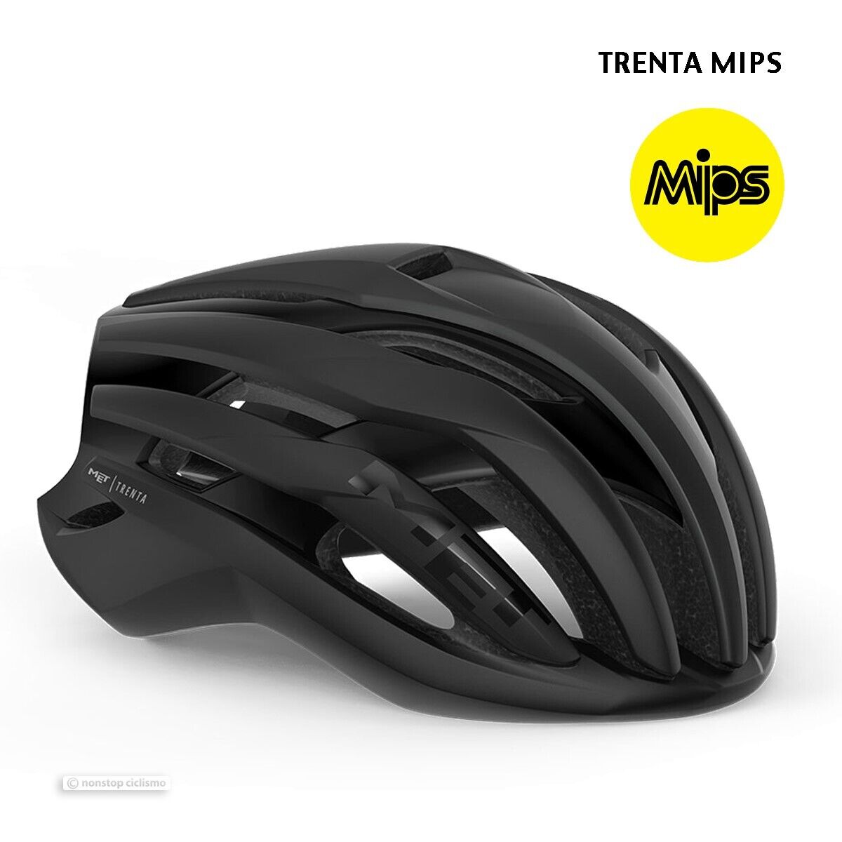 MET TRENTA MIPS Road Helmet : BLACK MATTE/GLOSSY — Nonstop