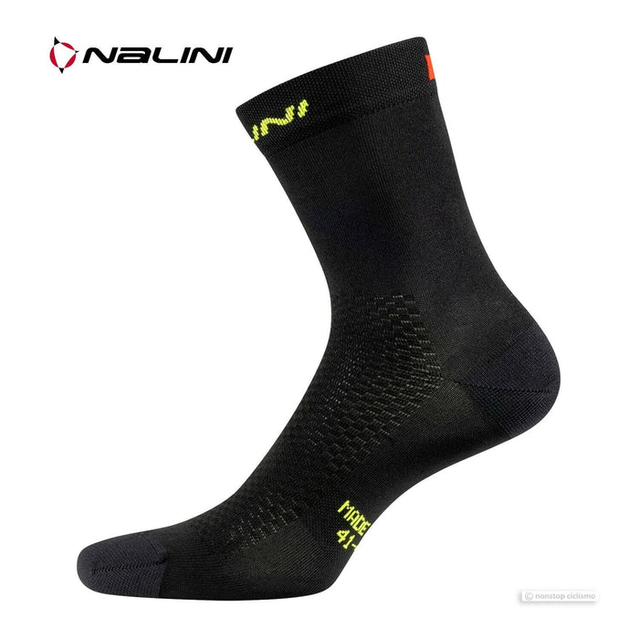 Nalini VELA Lightweight Cycling Socks : BLACK/YELLOW FLUO