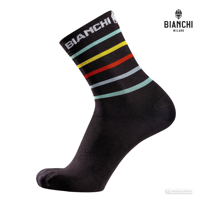 Bianchi Milano ORETO Socks : BLACK/MULTICOLOR STRIPES