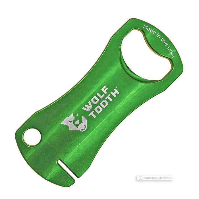 Wolf Tooth Components BOTTLE OPENER w/ Disc Brake Rotor Truing Slot : GREEN