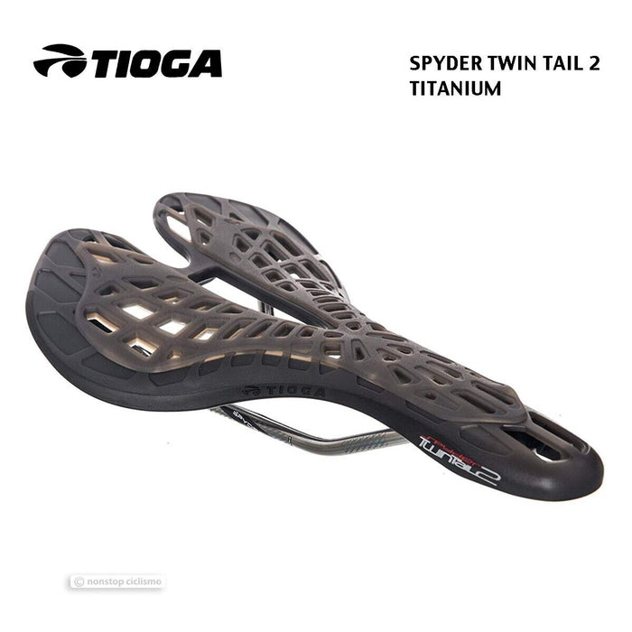 Tioga SPYDER TWINTAIL 2 BMX/MTB Saddle : TITANIUM