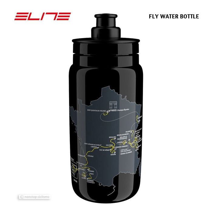 Elite 2023 TOUR DE FRANCE FLY Water Bottle : BLACK MAP 550 ml