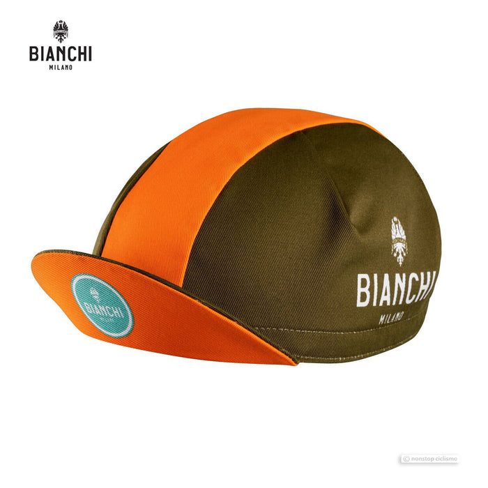 Bianchi Milano NEON Cycling Cap : OLIVE GREEN/ORANGE