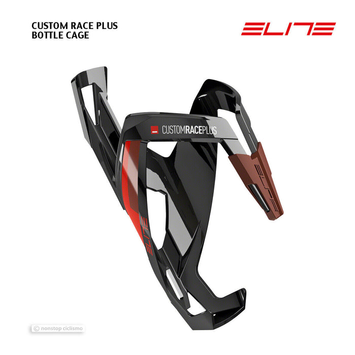 Elite CUSTOM RACE PLUS Bottle Cage : GLOSSY BLACK/RED