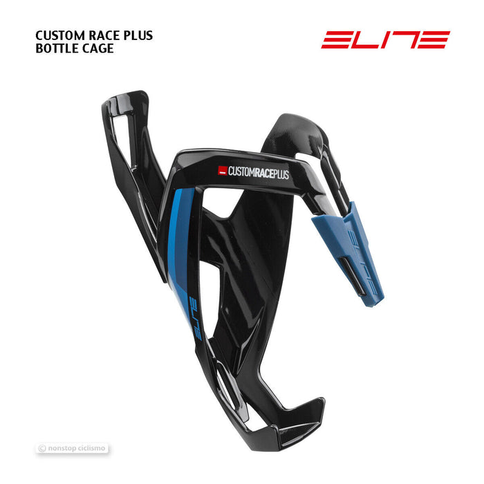 Elite CUSTOM RACE PLUS Bottle Cage : GLOSSY BLACK/BLUE