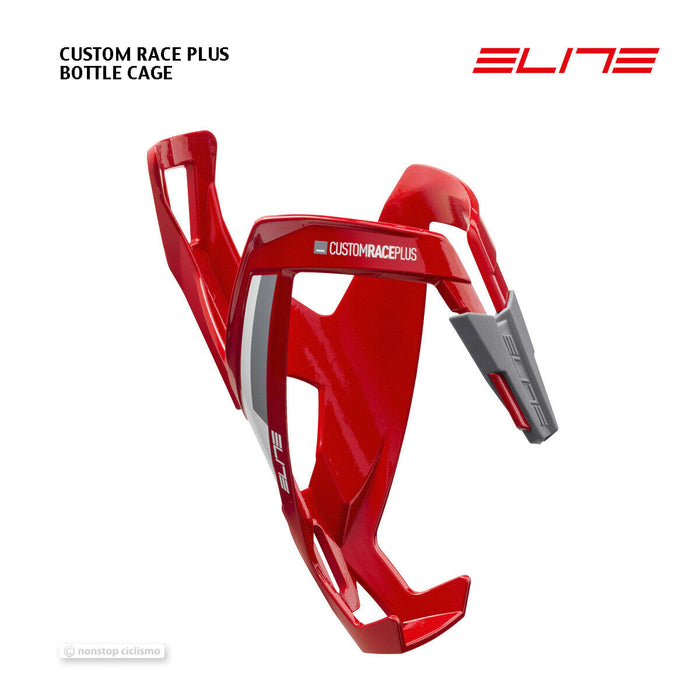 Elite CUSTOM RACE PLUS Bottle Cage : GLOSSY RED/WHITE