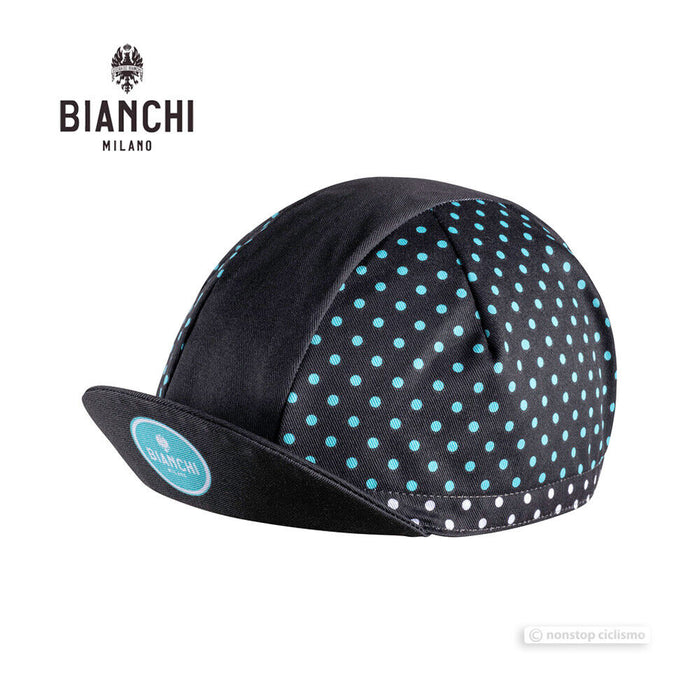 Bianchi Milano NEON Cycling Cap : BLACK/CELESTE MINI DOTS