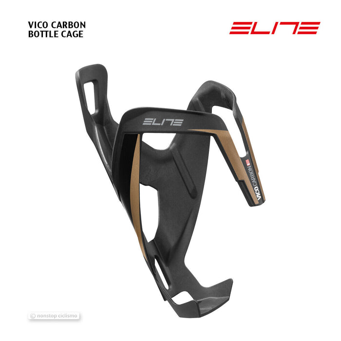 Elite VICO Carbon Fiber Bottle Cage : MATTE BLACK/GOLD