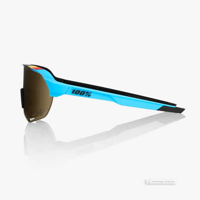 100% Belgian Waffle Ride S2 Cycling Sunglasses : BWR BLACK/SOFT GOLD MIRROR LENS