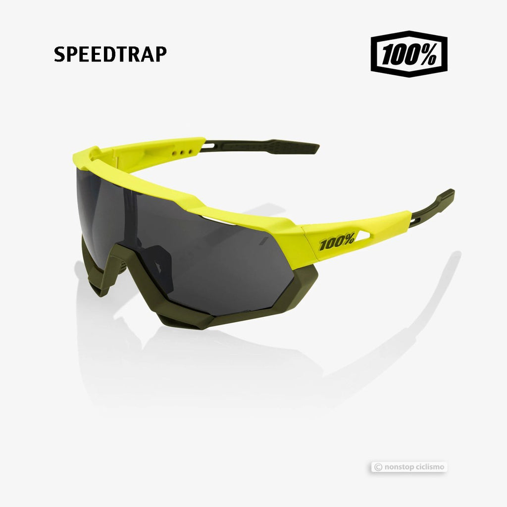 100% SPEEDTRAP CYCLING SPORT SUNGLASSES : SOFT TACT BANANA - BLACK