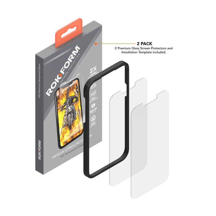 ROKFORM TEMPERED GLASS SCREEN PROTECTOR FOR IPHONE 13 MINI : 2 PACK