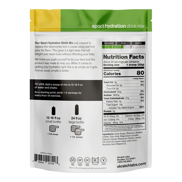 SKRATCH LABS SPORT HYDRATION DRINK MIX - 20 SERVING POUCH